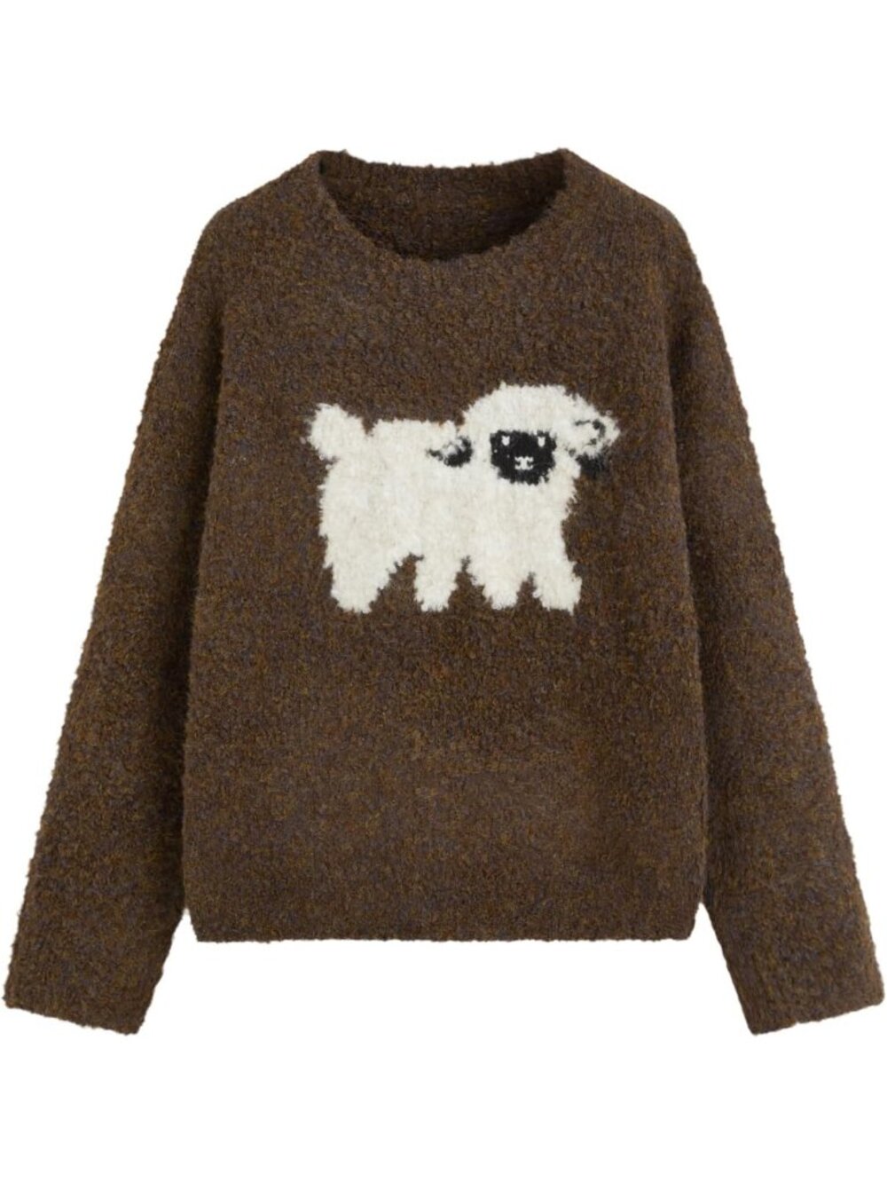 Cozy Oversized Wool Blend Sweater for Women | Cute Sheep Pattern Pullover